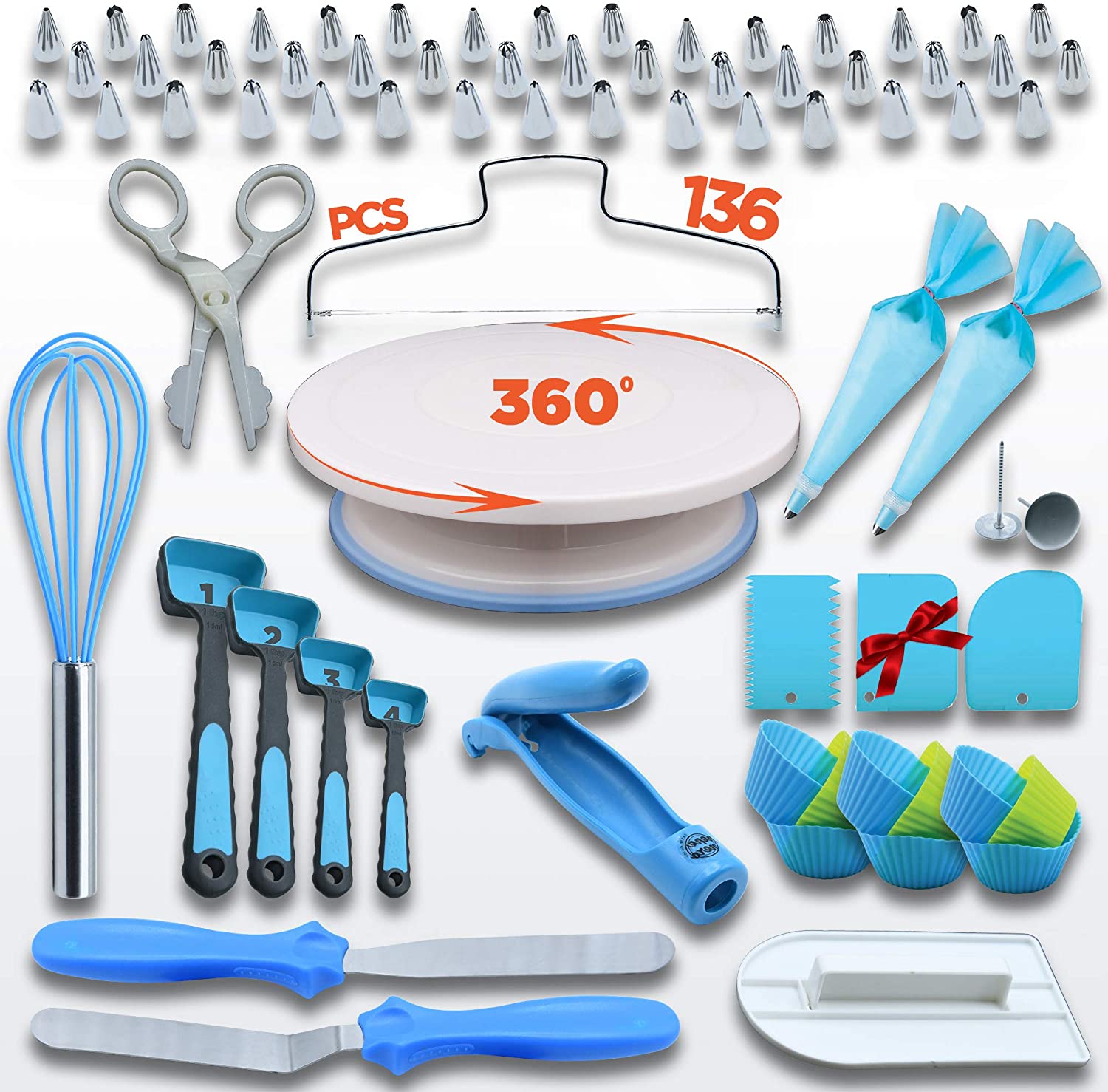 Cake Decorating Kit,132Pcs Cake Decorating Tools with Cake Turntable Stand  Icing Piping Bags and Tips Set Baking Supplies Set for Beginner and Cake-Lover  - Walmart.com